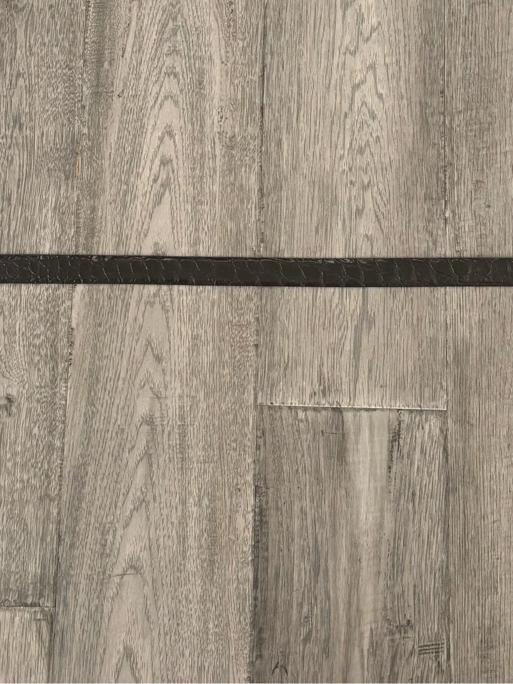 Black Croc-Textured Skinny Belt